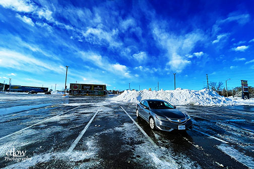 Brockville Drivers meeting place snow sedan