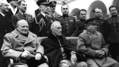 Three leaders at Yalta, cut-offs everywhere