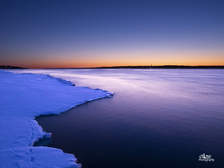 dawn St. Lawrence River ice edge footprints