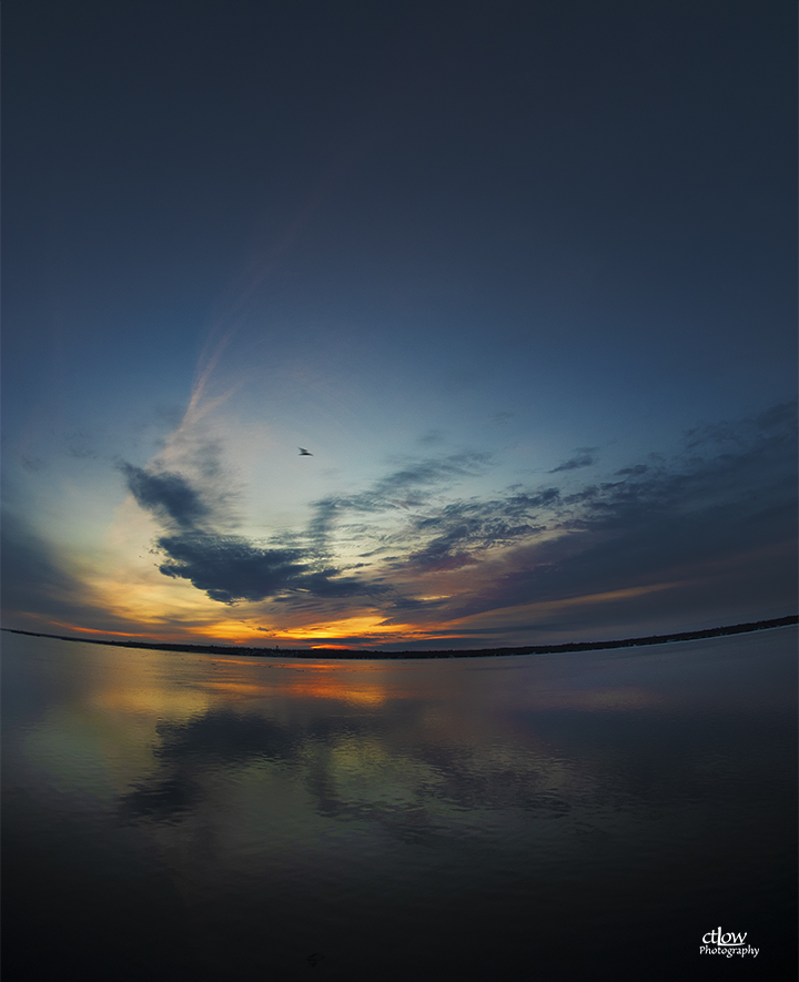 dawn St. Lawrence River water sky cloud uwa fisheye ultra-wide-angle