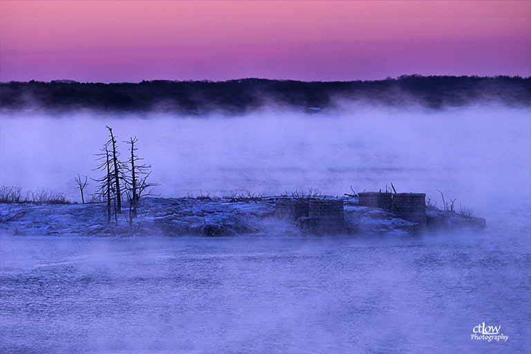 McNair Island dawn fog St. Lawrence River