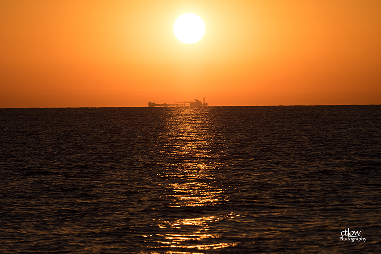sunrise freighter ship Lake Erie